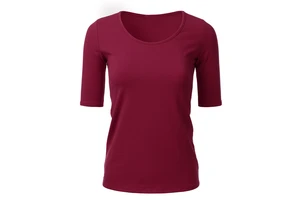 Wholesale Cotton Spandex Women's 1/2 Sleeve Scoop-neck Cotton Basic Slim Fit T-Shirt Top With Plus Size