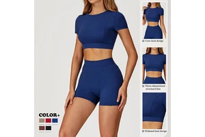 Women's Sports T-shirt Breathable Quick Dry Yoga Wear Casual Versatile Tight Fitness Top for Running Pilates Workout