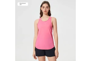 Women's Lightweight Breathable Mesh Yoga Tank Top Spandex/Nylon Regular Fit Simple Design Quick-Drying for Outdoor Running