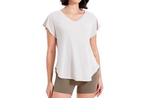 Women's DEMAIR SPORTS Lightweight Yoga Crop Tops Polyester/Cotton V-neck Quick-Drying Breathable Slimming Sports Casual Running