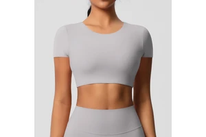 Wholesale Versatile Quick-Drying Women's Skinny Fit Fitness Tops New Casual Sportswear Short Sleeves Breathable Yoga Top Front