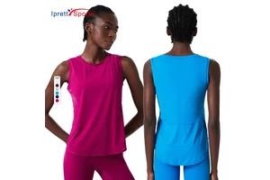 Warehouse Cold Feeling Sleeveless Loosen Crop Top Fitness Sports Wearing Round Neck T-shirt Naked Feeling Yoga Vest