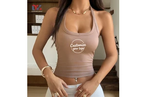 Factory 2026 Sexy Lady Blank V Neck Vest Summer Basic Solid Color Cropped Tight Tank Tops Women Outfit Spice Girl Halter Top