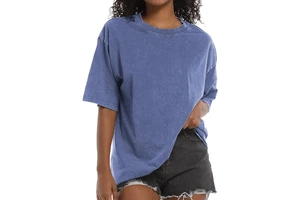 High Quality Plus Size Solid Color Light Weight Acid Wash Oversized Skulls Pattern Women's T-Shirt Soft Breathable Quick Dry