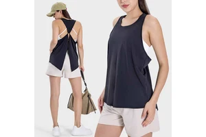 Elegant Casual Loose Style Ladies COOL Fabric Fitness Workout Tops Quick Dry Fitted Tank Top Gym Sports Yoga Longline Tank