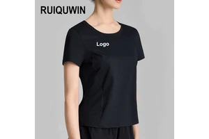 RUIQUWIN Wholesale Custom Women's Fitness Yoga T-Shirt High Elastic Breathable Sports Short Sleeve Top for Gym Pilates Running