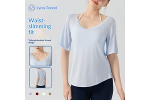 Lightweight and Loose Women's Breathable Yoga Tops Lyocell V-neck Pilates Fitness T-shirt Yoga Wear Manufacturer