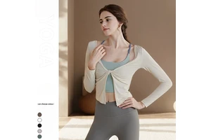 Custom Design Women Long Sleeve Yoga Tops Small Ribbed Smock Quick Dry Running Fitness T Shirts Breathable Pilates Sports Wear