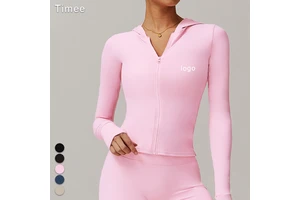 Zipper Tight Long-sleeved Sports Coat Women's Running Fitness Yoga Wear Slim Soft Top