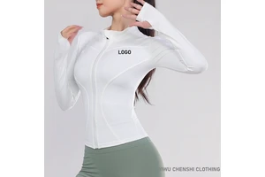 Women Slim Fit Yoga Jacket Long Sleeve Fitness Running Top Quick-Dry Training Sportswear Slim Sports Jacket Women Training Top