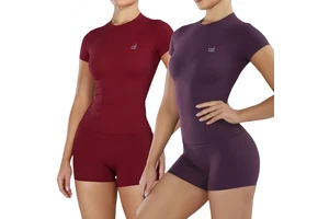 Designer Customized AL Solid Color Women' Lightweight Breathable Short Sleeved Slim Fit Moisture Wicking Fitness Yoga Sports Top