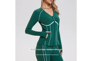 2026 New Women's Yoga Top V-Neck Slim Fit Zip-Up Long Sleeve Fitness Jacket