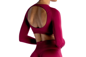 Long Sleeve Crop Top for Women Sexy Open Back Yoga Workout Gym Seamless Sports Shirt Spandex/Nylon Anti-Static Skinny