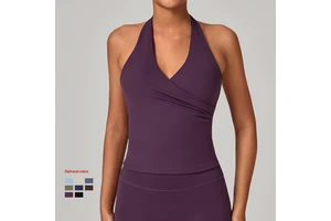 Wholesale Custom Logo V Neck Halter Sports Top Figure-Hugging Beauty Back Fitness Tank Top Quick Sweat Wicking Activewear