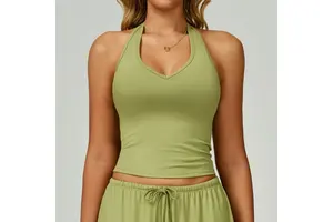 Custom Running Gym Clothing Yoga Workout Outfit Fitness Halter Neck Women Sports Tank Top