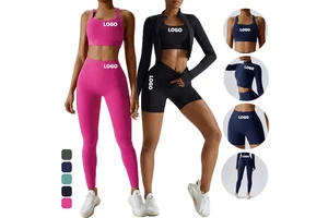 Joyyoung 2026 Hot-Selling Summer Nude-Feel Yoga Suit Set Solid Color Soft & Skin-Friendly 3-Piece Set For Running Sports Fitness