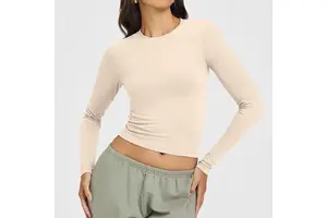 Women's Lightweight Long Sleeve Yoga Running Top Thermal Workout Shirt Outdoor Sports Breathable Quick Dry Windproof