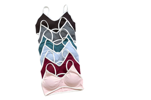 Women's Stretchy Soft Sports Top Short Front Logo Solid Fitness Bra Yoga Active Sexy Padded Gym Set