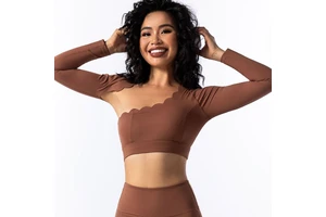 Lightweight Pullover Sports Top for Yoga Pilates Training Quick-Drying Breathable Irregular Long-Sleeved High-Elastic Front
