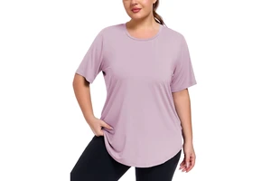 Women Plus Size Performance T Shirt Short Sleeve Roomy Fit Sports Top Easy Stretch Workout Clothing For Gym Training Active Wear