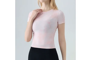 Wholesale Women's Spring/Summer Yoga Sports Short-Sleeved Tops Round Neck Casual Fitness Quick-Dry Breathable Running T-Shirts
