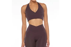 High Quality V Neck Sexy Cross Back Compression Polyester Yoga Fitness Sports Bra for Women