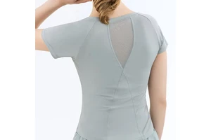 MAYYOUNG Summer Nylon Spandex Slim Fit Yoga T-Shirt Women Quick Dry Breathable Round Neck Short Sleeve Workout Fitness Top