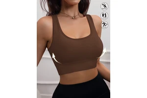 Premium Longline Activewear Cami | Women's Seamless Knit Racer Back Gym Top | High Support Flexible Performance Sport Bra