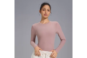Custom Breathable Super Soft Fabric Long Sleeve Wear Slim Active Tops High Stretch Yoga Shirt Gym Fitness Sports Tight Yoga Top