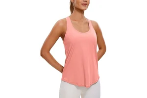 Womens Pima Cotton Racerback Workout Tank Tops Scoop Neck Athletic Loose Sleeveless Shirts