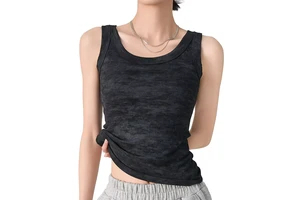 Fashionable Womens Gym Tank Top Sleeveless Workout Casual Loose Plus Size Womens T-shirts Fitness Crop Tank Top Women