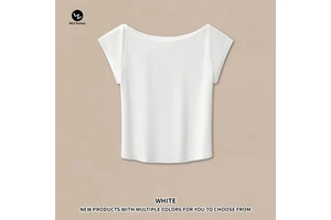 Women's Summer Slim Fit Cotton T-Shirts Asymmetrical Short-Sleeved Round-Neck Solid Color Breathable with Letter Decoration