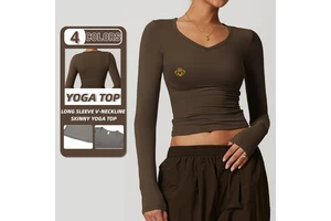 2024 New Sexy Breathable Long Sleeve Yoga Tops for Women Casual Sportswear Running Gym Fitness Autumn Womens Clothing
