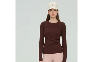 Yoga Long Sleeved Shirt Women's Elastic Tight Pilates Running Exercise Breathable Seamless Skin-Friendly Fitness Sports Front