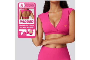 Women Cross V Neck Sports Bra Back Hollow Out Fitness Running Underwear Breathable Gym Clothing Exercise Bra