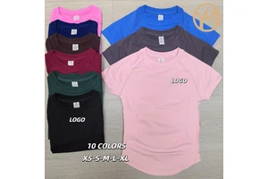 Yimo 10 Colors Fashion High Quality Women Yoga Shirt Lady Tight Round Neck Quick Dry Fitness Short Sleeve Female Sport Clothes