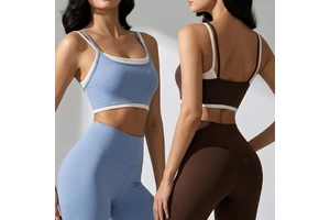SHELL NEW Arrivals Contrast Color Double Shoulder Straps High Support Breathable Sweat Wicking Gym Running Yoga Sport Bra