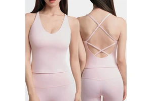 Women's New Style Reversible Cross Back Tank Top Shockproof Yoga Breathable Quick Dry Sports Underwear Lightweight Seamless