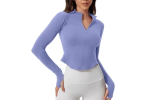 New Brushed Soft Warm Windproof Women Top Casual Yoga Wear Half-zip Jacket Women's Fitness Long Sleeve