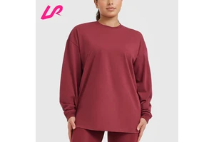 Wholesale Custom Women Winter Plus Size Workout Yoga Gym Quick Dry Loose Fit Lightweight Basic Long Sleeve T-Shirt