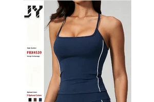 JY 2026 High Quality Contrast Color Tight Sports Vest Detachable Chest Pad Breathable Quick-drying Yoga Suit Fitness Top Yoga