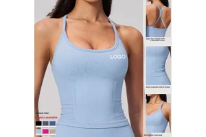 Cross-border New Seamless Tight-fitting Spandex/Nylon Sports Vest Women Outerwear Fitness Top Running Gym Yoga tank Top