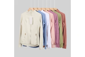 Premium Gold Zipper Yoga Jacket Women Stand up Collar Slim Fit Nylon Quick Drying Fitness Running Pilates Long Sleeve Top