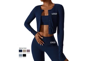 High Quality Wholesale Winter Women Long Sleeve Fitness Apparel Workout Crop Top Yoga Jacket With Custom Logo