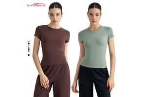 2025 Popular Activewear Quick Dry Workout Fitness Shirt Custom Women Round Neck Short Sleeve Gym Tshirt Running Wear Fitness Top
