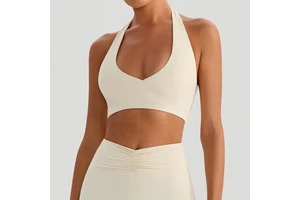 G TOP Sportive Neck-wrap Yoga Top for Outdoor Running, Shock-absorbing and Shaping, with a Chest Pad for Fitness Training.