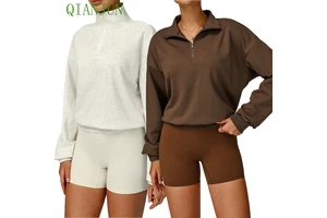 New Arrived Women Half Zipper Long Sleeve Yoga Tops Nude Feeling Casual High Quality Sportswear Gym Fitness Sweatshirt