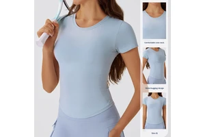 XW-DX227 Activity Wear High Elastic Tight Short Sleeves Yoga Clothes Slim Sports Running Comfortable Corset Top for Women