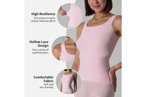 Cheap High Elastic Women Slim-Fit Vest Workout Active Sleeveless T Shirt Gym Comfortable Top Yoga Clothing Fitness Pink Tank Top