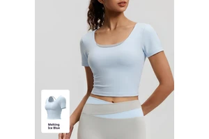 Lightweight Quick Dry Short Sleeve Yoga Top Butterfly Backless Breathable Gym Workout Crop Tops for Women